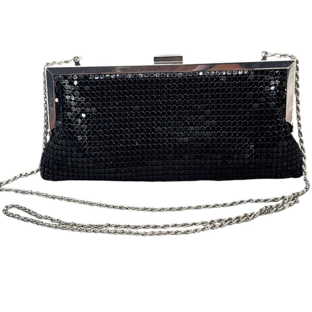La Regale Vintage Gorgeous Black Mesh Formal Evening Crossbody Clutch Bag Purse